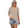 image:imageWIHOLL Womens Short Sleeve Square Neck Summer Tops Dressy Casual Blouses Trendy Clothes 2026Brown Geometric Print