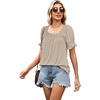 image:imageWIHOLL Womens Short Sleeve Square Neck Summer Tops Dressy Casual Blouses Trendy Clothes 2026Brown Geometric Print