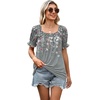 image:imageWIHOLL Womens Short Sleeve Square Neck Summer Tops Dressy Casual Blouses Trendy Clothes 2026Floral Grey