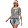 image:imageWIHOLL Womens Short Sleeve Square Neck Summer Tops Dressy Casual Blouses Trendy Clothes 2026Floral Grey