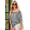 image:imageWIHOLL Womens Short Sleeve Square Neck Summer Tops Dressy Casual Blouses Trendy Clothes 2026Floral Grey