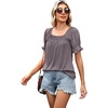 image:imageWIHOLL Womens Short Sleeve Square Neck Summer Tops Dressy Casual Blouses Trendy Clothes 2026Mocha Grey Purple