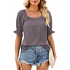 image:imageWIHOLL Womens Short Sleeve Square Neck Summer Tops Dressy Casual Blouses Trendy Clothes 2026Mocha Grey Purple