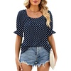 image:imageWIHOLL Womens Short Sleeve Square Neck Summer Tops Dressy Casual Blouses Trendy Clothes 2026Navy Polka Dot
