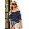 image:imageWIHOLL Womens Short Sleeve Square Neck Summer Tops Dressy Casual Blouses Trendy Clothes 2026Navy Polka Dot