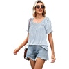 image:imageWIHOLL Womens Short Sleeve Square Neck Summer Tops Dressy Casual Blouses Trendy Clothes 2026White Blue Stripes