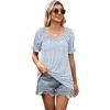 image:imageWIHOLL Womens Short Sleeve Square Neck Summer Tops Dressy Casual Blouses Trendy Clothes 2026White Blue Stripes