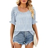 image:imageWIHOLL Womens Short Sleeve Square Neck Summer Tops Dressy Casual Blouses Trendy Clothes 2026White Blue Stripes