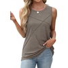 image:imageWIHOLL Womens Sleeveless Summer Crewneck Loose Fit Tank TopsCoffee Grey