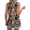 image:imageWIHOLL Womens Sleeveless Summer Crewneck Loose Fit Tank TopsGraphic Leaves Brown