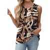 image:imageWIHOLL Womens Sleeveless Summer Crewneck Loose Fit Tank TopsGraphic Leaves Brown