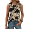 image:imageWIHOLL Womens Sleeveless Summer Crewneck Loose Fit Tank TopsGraphic Leaves Khaki