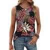 image:imageWIHOLL Womens Sleeveless Summer Crewneck Loose Fit Tank TopsGraphic Leaves Pink