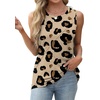 image:imageWIHOLL Womens Sleeveless Summer Crewneck Loose Fit Tank TopsGraphic Leopard Khaki