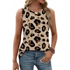 image:imageWIHOLL Womens Sleeveless Summer Crewneck Loose Fit Tank TopsGraphic Leopard Khaki
