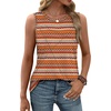 image:imageWIHOLL Womens Sleeveless Summer Crewneck Loose Fit Tank TopsGraphic Lines Orange