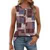 image:imageWIHOLL Womens Sleeveless Summer Crewneck Loose Fit Tank TopsGraphic Plaid Brown