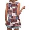 image:imageWIHOLL Womens Sleeveless Summer Crewneck Loose Fit Tank TopsGraphic Plaid Brown