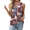 image:imageWIHOLL Womens Sleeveless Summer Crewneck Loose Fit Tank TopsGraphic Plaid Brown