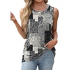 image:imageWIHOLL Womens Sleeveless Summer Crewneck Loose Fit Tank TopsGraphic Plaid Grey