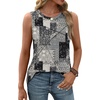 image:imageWIHOLL Womens Sleeveless Summer Crewneck Loose Fit Tank TopsGraphic Plaid Grey