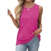 image:imageWIHOLL Womens Sleeveless Summer Crewneck Loose Fit Tank TopsHot Pink