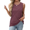 image:imageWIHOLL Womens Sleeveless Summer Crewneck Loose Fit Tank TopsWine Red