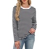 image:imageWIHOLL Womens Striped Long Sleeve Shirts Spring Outfits 2026 Color Block Tops Fashion Clothing Ribbed Crewneck Tee BlousesDblack White