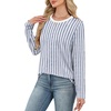 image:imageWIHOLL Womens Striped Long Sleeve Shirts Spring Outfits 2026 Color Block Tops Fashion Clothing Ribbed Crewneck Tee BlousesFblue Striped