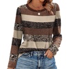 image:imageWIHOLL Womens Striped Long Sleeve Shirts Spring Outfits 2026 Color Block Tops Fashion Clothing Ribbed Crewneck Tee BlousesFborwn Striped