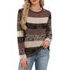 image:imageWIHOLL Womens Striped Long Sleeve Shirts Spring Outfits 2026 Color Block Tops Fashion Clothing Ribbed Crewneck Tee BlousesFborwn Striped