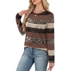 image:imageWIHOLL Womens Striped Long Sleeve Shirts Spring Outfits 2026 Color Block Tops Fashion Clothing Ribbed Crewneck Tee BlousesFborwn Striped