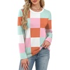 image:imageWIHOLL Womens Striped Long Sleeve Shirts Spring Outfits 2026 Color Block Tops Fashion Clothing Ribbed Crewneck Tee BlousesForange Plaid