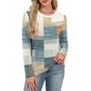 image:imageWIHOLL Womens Striped Long Sleeve Shirts Spring Outfits 2026 Color Block Tops Fashion Clothing Ribbed Crewneck Tee BlousesGorange and Blue Plaid