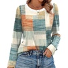 image:imageWIHOLL Womens Striped Long Sleeve Shirts Spring Outfits 2026 Color Block Tops Fashion Clothing Ribbed Crewneck Tee BlousesGorange and Blue Plaid