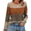 image:imageWIHOLL Womens Striped Long Sleeve Shirts Spring Outfits 2026 Color Block Tops Fashion Clothing Ribbed Crewneck Tee BlousesHkhaki Stripe