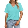 image:imageWIHOLL Womens Summer Tops Short Sleeve Basic Casual V Neck T Shirts Trendy Fashion 2026Aqua