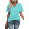 image:imageWIHOLL Womens Summer Tops Short Sleeve Basic Casual V Neck T Shirts Trendy Fashion 2026Aqua