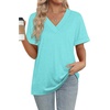 image:imageWIHOLL Womens Summer Tops Short Sleeve Basic Casual V Neck T Shirts Trendy Fashion 2026Aqua