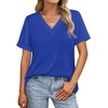 image:imageWIHOLL Womens Summer Tops Short Sleeve Basic Casual V Neck T Shirts Trendy Fashion 2026Blue