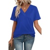 image:imageWIHOLL Womens Summer Tops Short Sleeve Basic Casual V Neck T Shirts Trendy Fashion 2026Blue