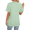 image:imageWIHOLL Womens Summer Tops Short Sleeve Basic Casual V Neck T Shirts Trendy Fashion 2026Z Green White Stripes