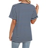image:imageWIHOLL Womens Summer Tops Short Sleeve Basic Casual V Neck T Shirts Trendy Fashion 2026Z Navy White Stripes