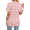 image:imageWIHOLL Womens Summer Tops Short Sleeve Basic Casual V Neck T Shirts Trendy Fashion 2026Z Pink White Stripes