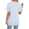 image:imageWIHOLL Womens Summer Tops Short Sleeve Basic Casual V Neck T Shirts Trendy Fashion 2026Z White Blue Stripes