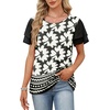 image:imageWIHOLL Womens Summer Tops Trendy Ruffle Sleeve Shirts Casual Chiffon Blouses Beach Vacation ClothesBlack Floral