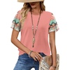 image:imageWIHOLL Womens Summer Tops Trendy Ruffle Sleeve Shirts Casual Chiffon Blouses Beach Vacation ClothesCoral Floral