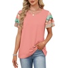 image:imageWIHOLL Womens Summer Tops Trendy Ruffle Sleeve Shirts Casual Chiffon Blouses Beach Vacation ClothesCoral Floral
