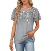 image:imageWIHOLL Womens Summer Tops Trendy Ruffle Sleeve Shirts Casual Chiffon Blouses Beach Vacation ClothesGray Floral