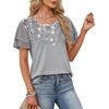 image:imageWIHOLL Womens Summer Tops Trendy Ruffle Sleeve Shirts Casual Chiffon Blouses Beach Vacation ClothesGray Floral